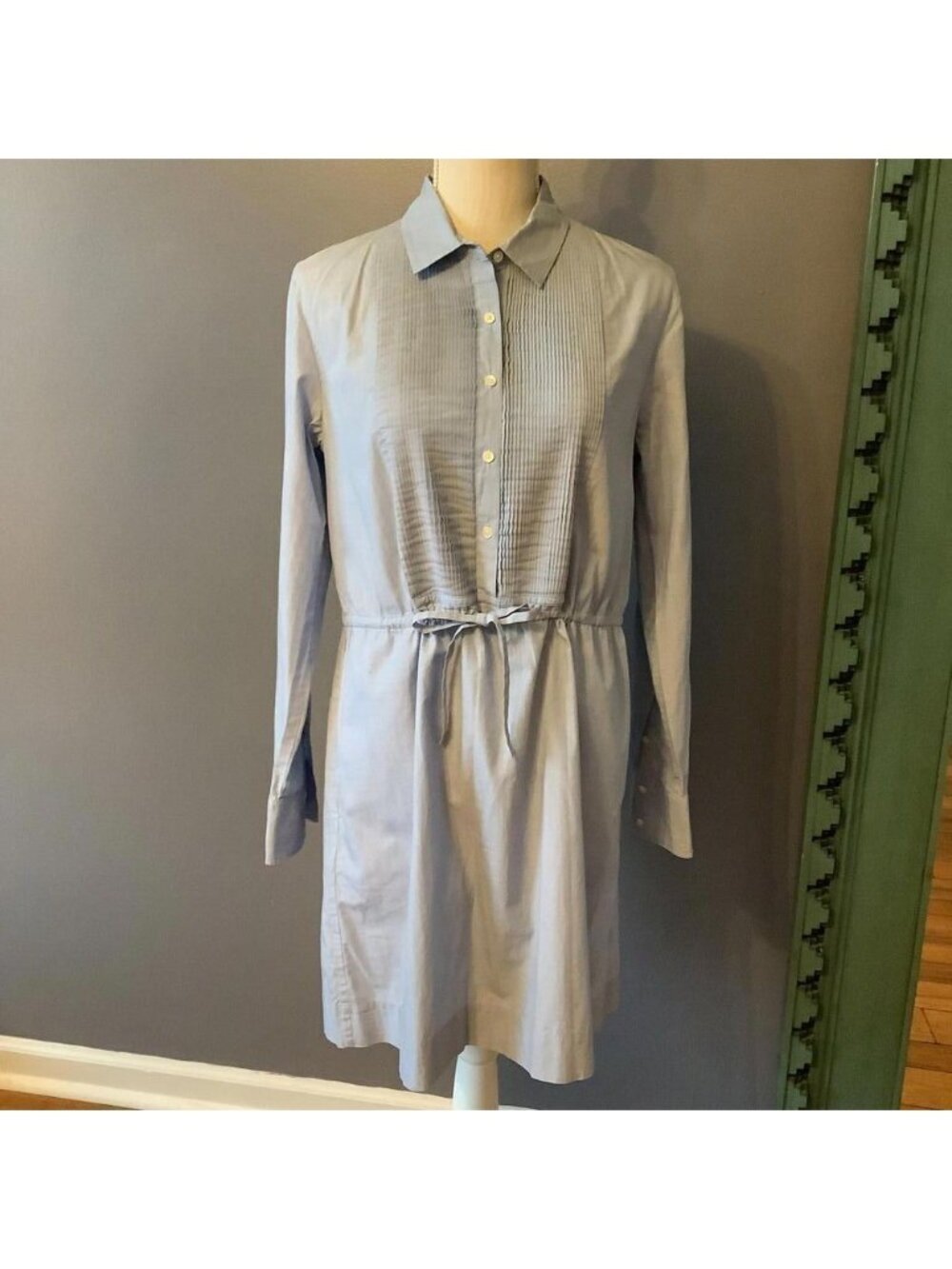 J. Crew Light Blue Button-Up Dress‎ with Drawstring